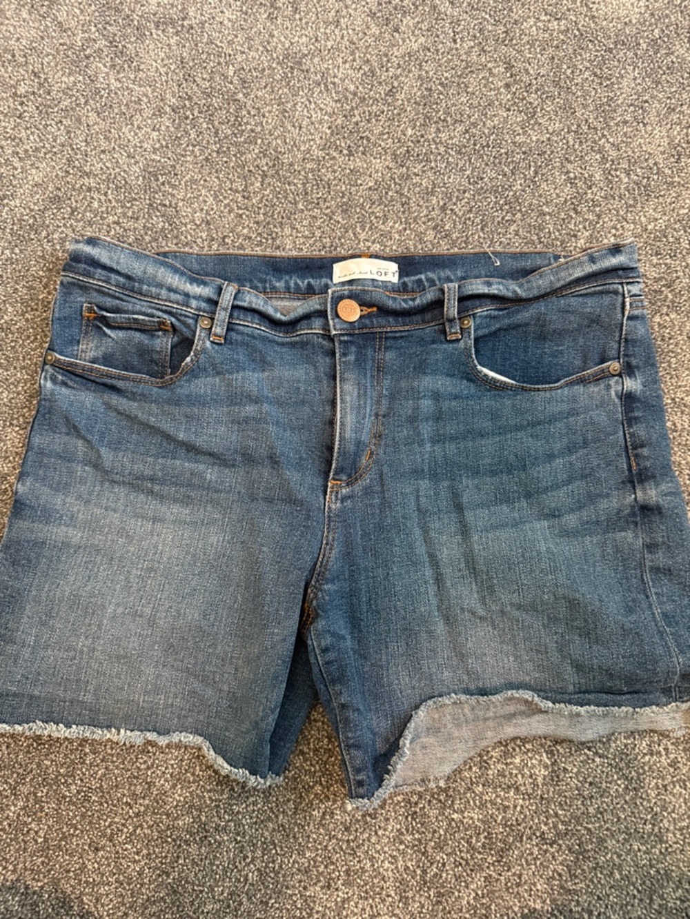 LOFT Dark Blue Denim Shorts with Copper Button